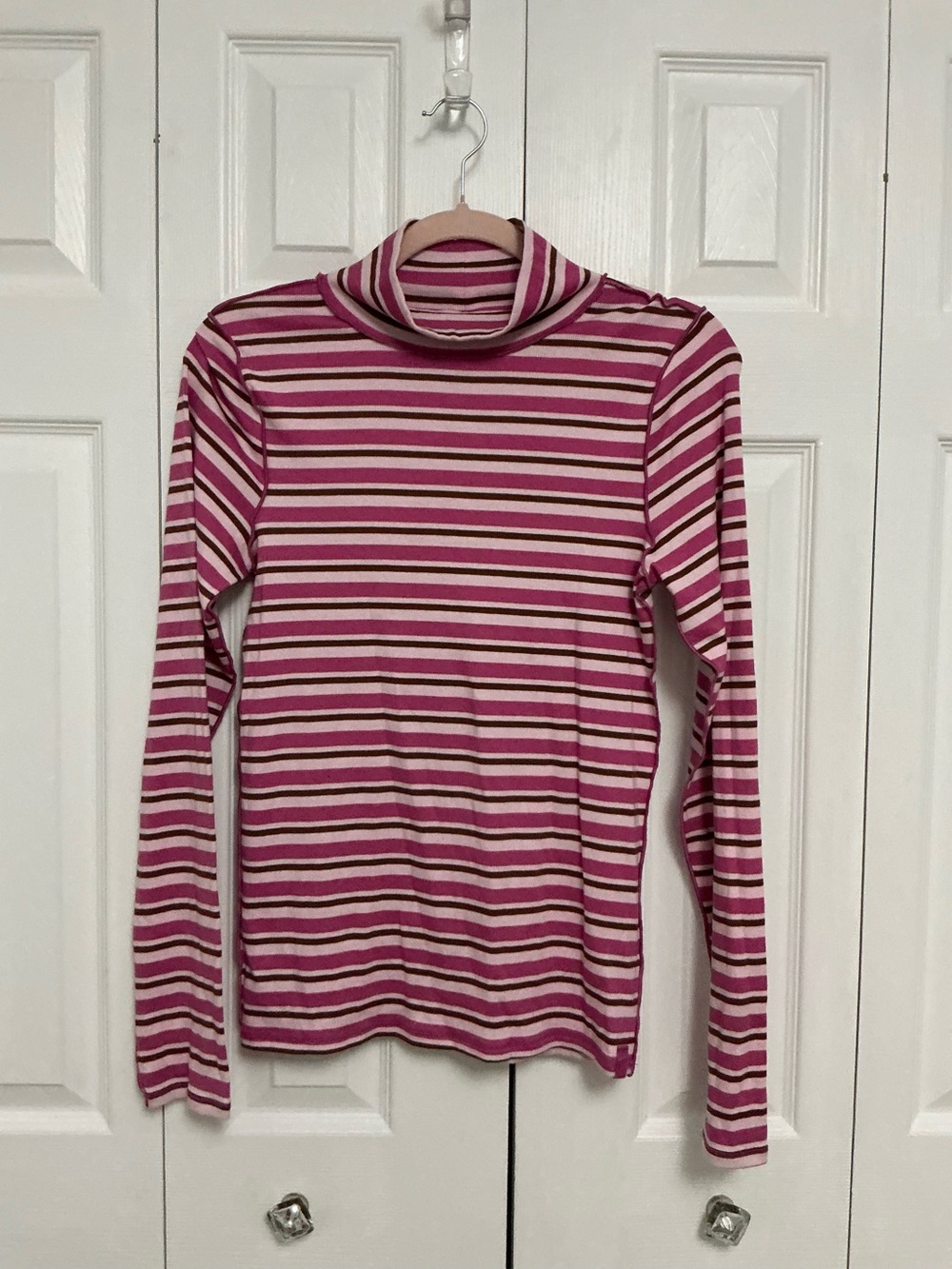 We The Free NWOT-Striped Pink & Cream Long-Sleeve Turtleneck Top